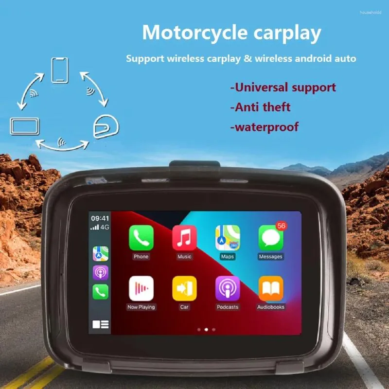 Carplay sans fil pour moto, 5 pouces, Android Auto, Portable, multimédia, écran tactile étanche IPX7