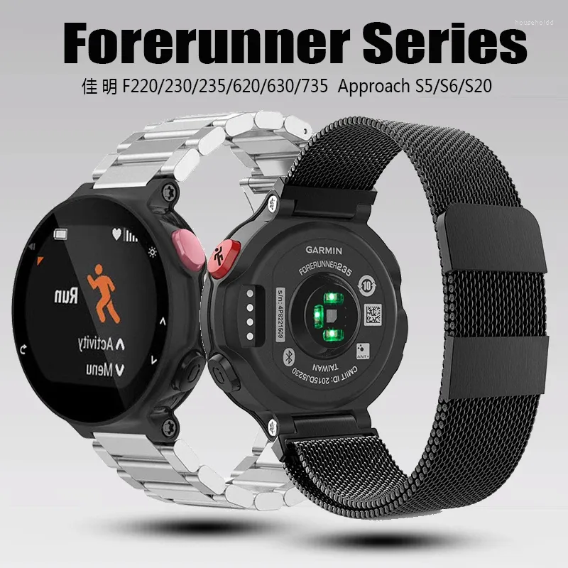 Ремешки для часов из нержавеющей стали, ремешок для часов Garmin Forerunner 235/220/230/620/630/735XT/Approach S20 S5 S6, металлический браслет Correa