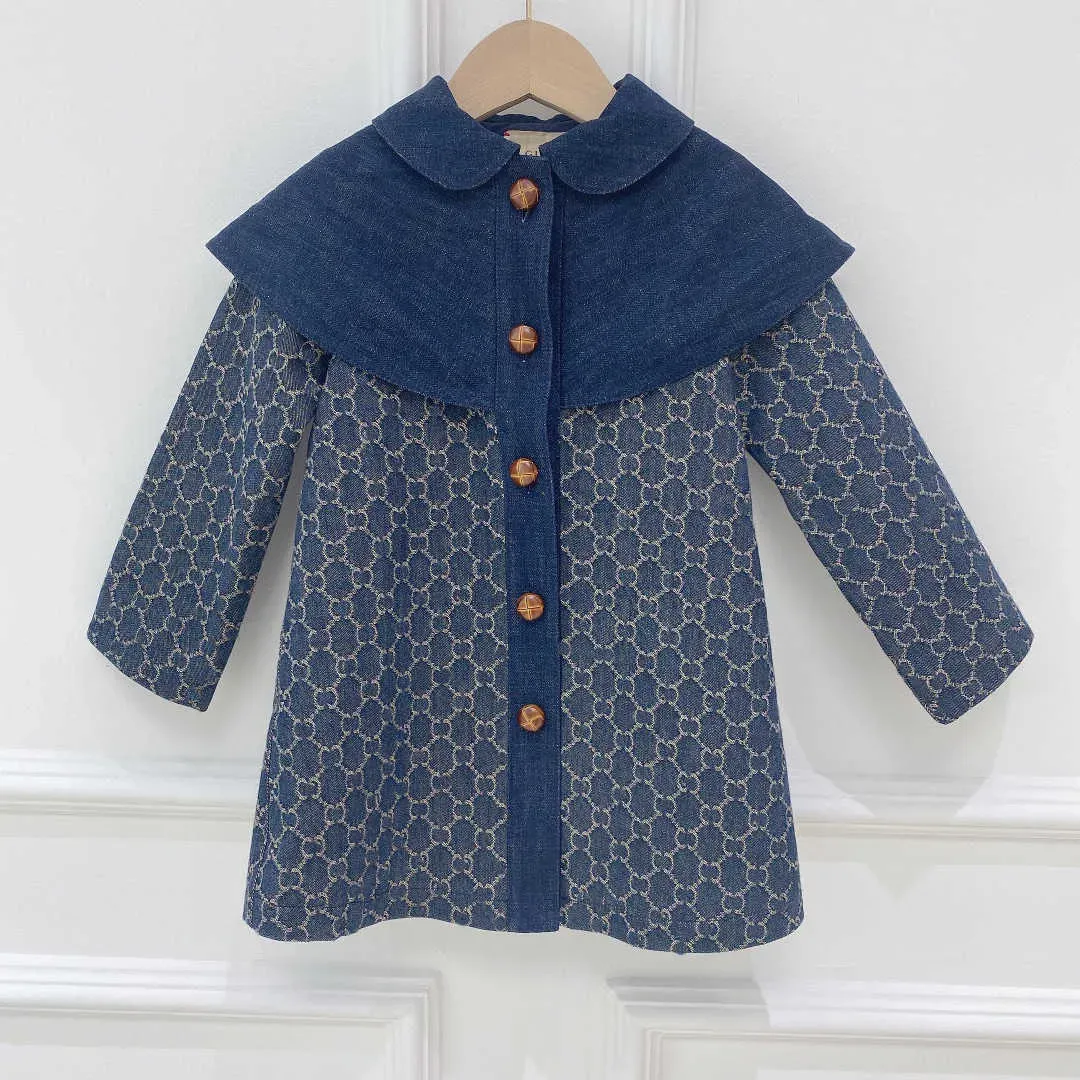 märke flickor jacka barn designer långa jeans jackor baby cowboy cloak vindbrytare flickor kappa barn designer outbears lyxkläder storlek 90-160 CXG2401313-6