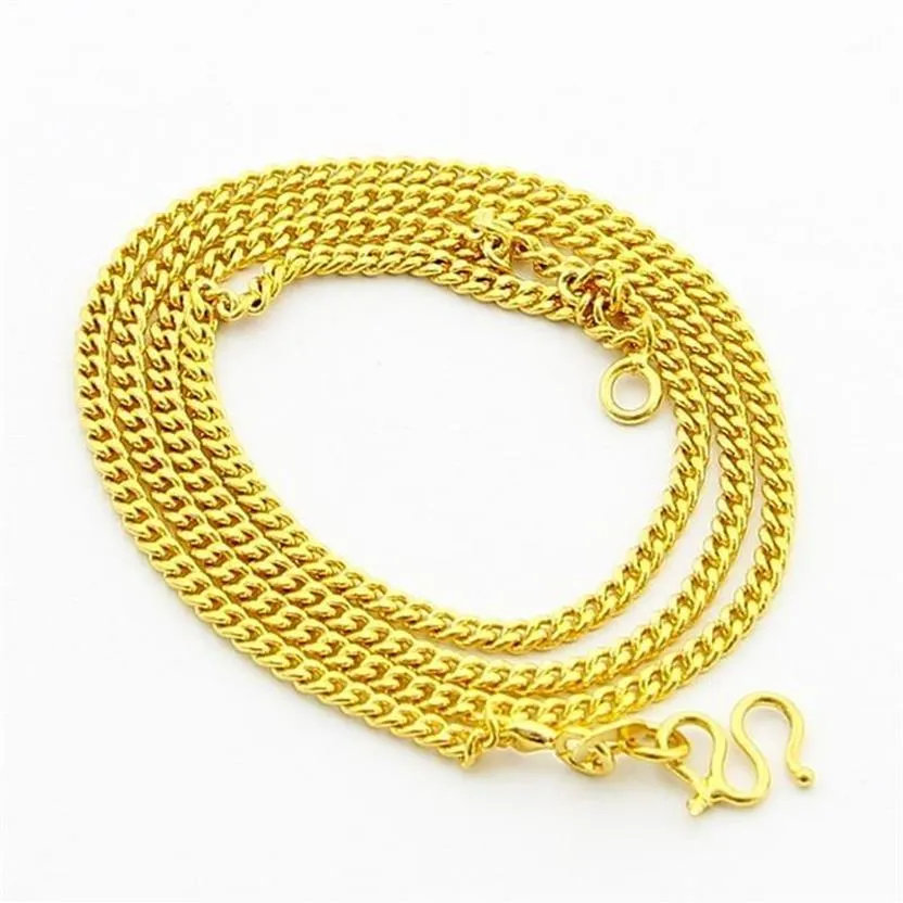 Catene Intere 24K Gold Filled 2mm Collana a catena a maglie per ciondolo Moda di alta qualità Colore giallo Accessori per gioielli da donna242M