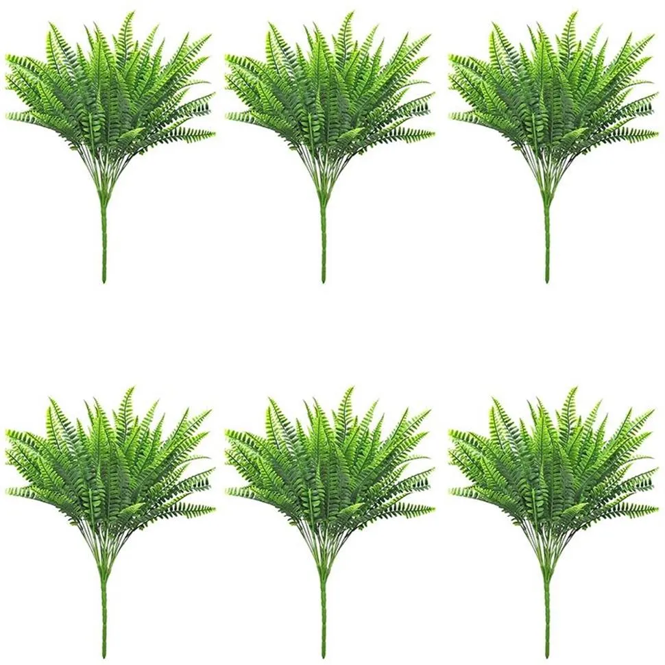 18 piante di felce artificiale - cespuglio di felce artificiale di Boston finto per interni ed esterni resistenti ai raggi UV arbusti verdi piante finte210S