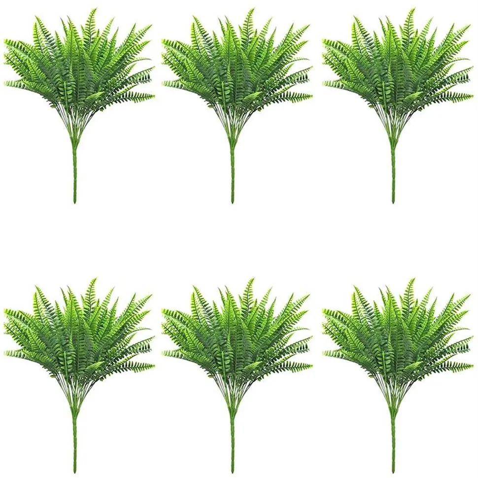 18 PCS Plantas de Samambaia Artificial - Arbusto de Samambaia Artificial de Boston Falso Interior Ao Ar Livre UV Resistente Vegetação Arbustos Plantas Falsas210S