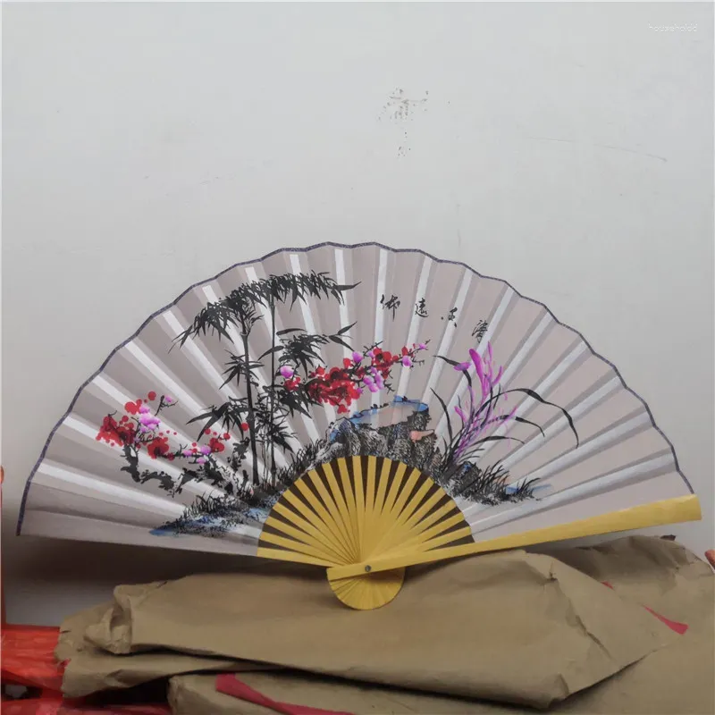 Decorative Figurines 0.5 0.9m Big Folding Fan For Wall Decoration Chinese Plum Blossom Peony Peacock Eagle Painted Large With Bamboo Bones