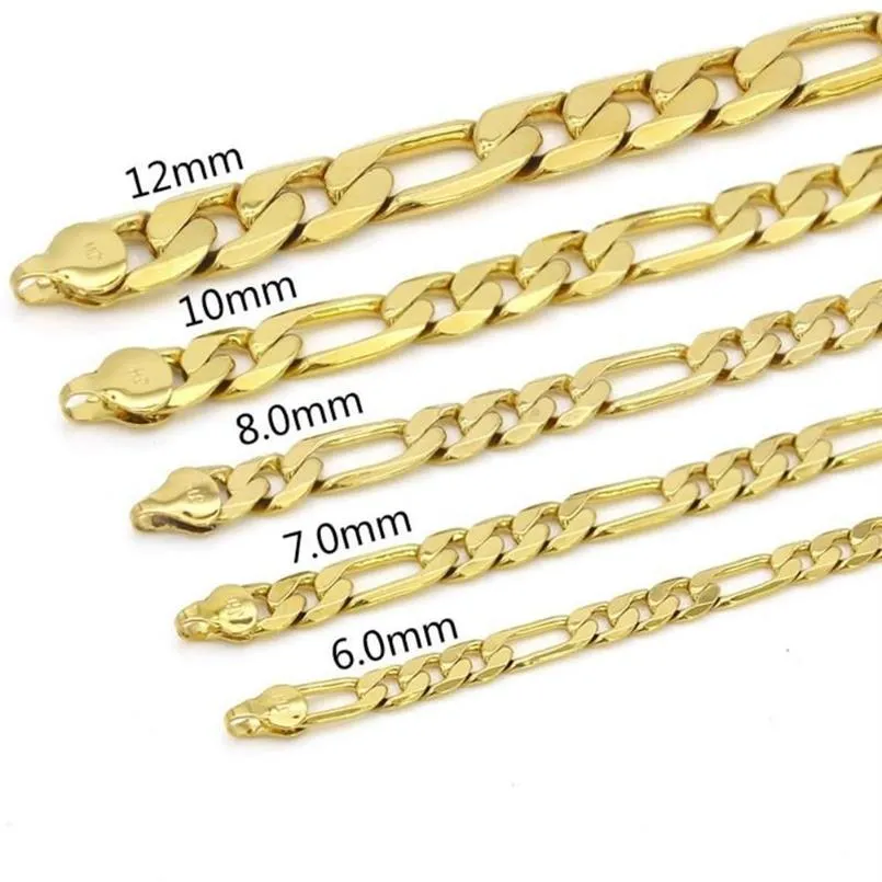 Kedjor Figaro Chain Necklace For Women Men Collar Clavicle Yellow Gold Filled Classic Fashion Accessories313H