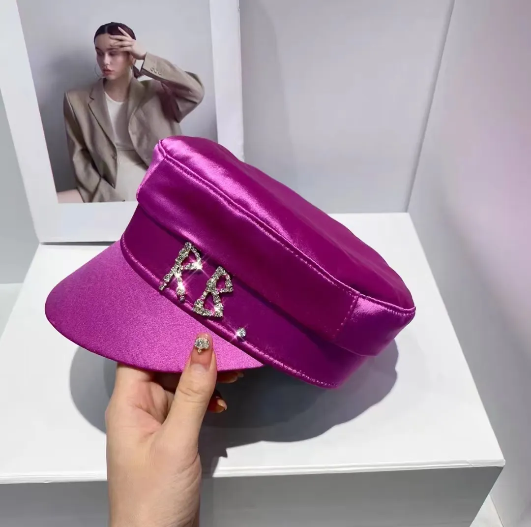 Berets Black Hats For Women Beret Four Seasons Letter Military Hat