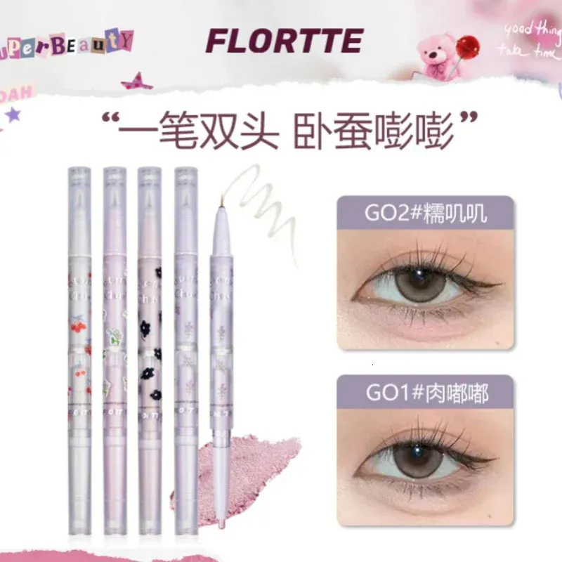 FLORTTE Dualended Eyeliner onder de ogen Zijderups Uitbreiding van Parelmoer Markering 2 in 1 Oogmake-up Pen 240123