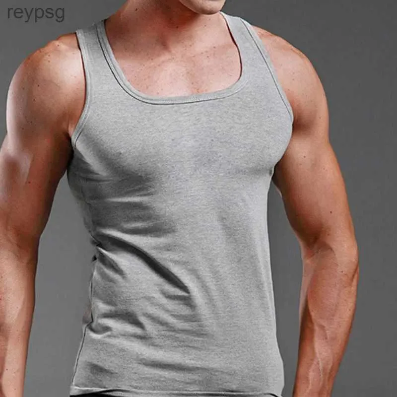 Herrtankstoppar Ny casual bodybuilding Vest Summer Plus Size Men Clothing Black White Grey Singlets Ärmlös fitness Tees YQ240131