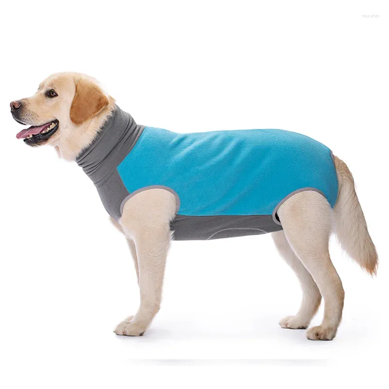 Hundebekleidung Winter-Erholungsanzug Fleece-Kleidung mit Reißverschluss am Rücken, schneidbar, geschlossener Bauch, ärmelloser Rollkragen-Haustier-Overall für große Hunde