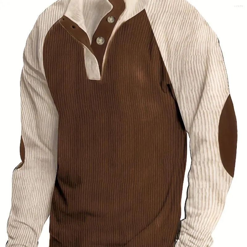 Pulls pour hommes Plus Taille Contraste Couleur Sweat-shirt Mode Casual Col de bande Tops pour Printemps Automne Hiver Vêtements