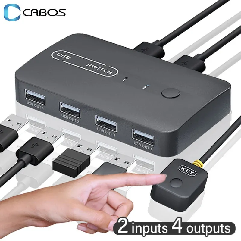 2-Port USB KVM Switch - Control 4 Devices! Keyboard, Mouse, Printer ...