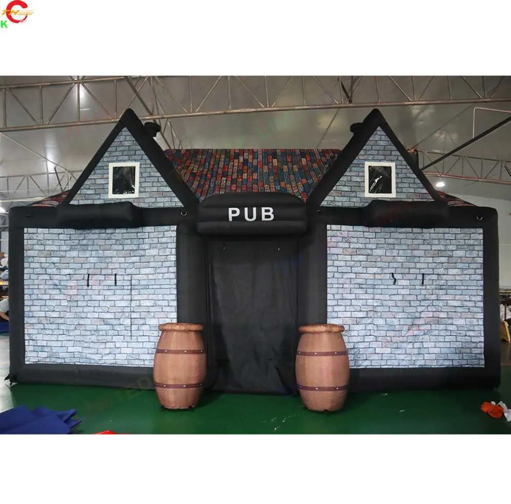 wholesale 10x6x6mH (33x20x20ft) Free Ship Activités de plein air impression complète location commerciale gonflable pub irlandais bar tente fête disco pelouse tente avec ventilateur à vendre