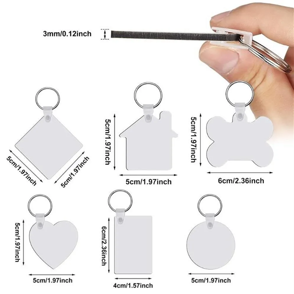 Keychains 36Pcs Wood Hardboard Keychain Blank MDF Double-Side Printed Sublimation Heat Transfer Jewelry Making2367