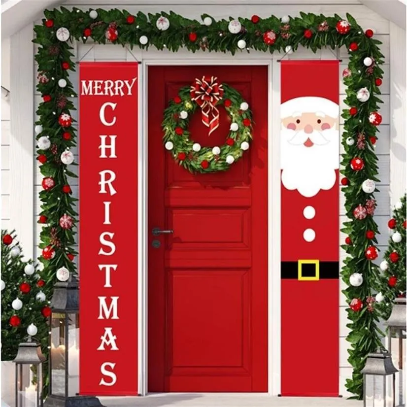 Huiran Wesołych Świąt Banner na drzwi Dekoracje świąteczne do domu ozdoby świąteczne Xmas Navidad Nowy rok 2021 201127230V