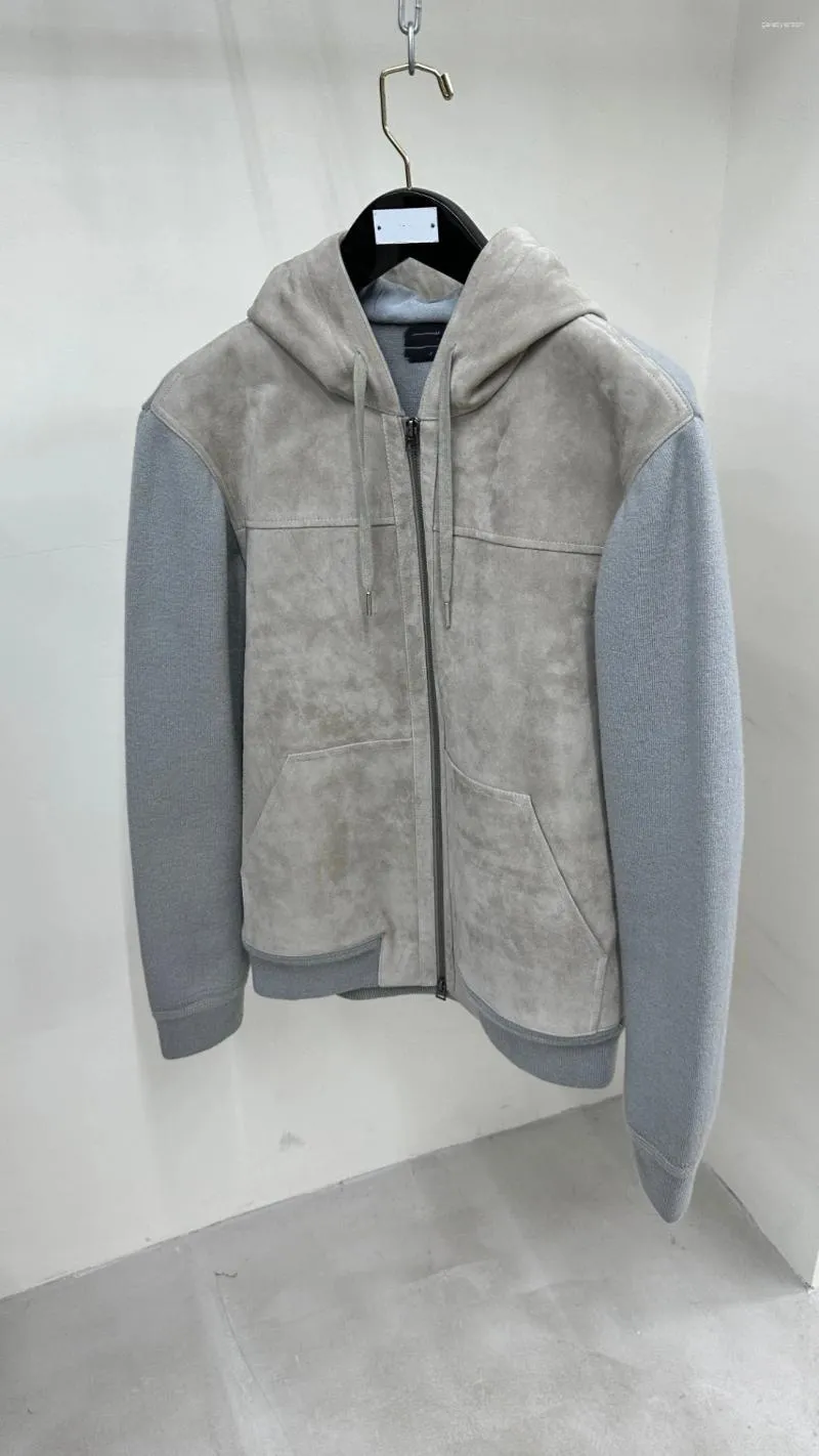 Männer Jacken 2024 Ankunft Mode Frühling Wildleder Schaffell Wolle Gestrickte Top Qualität Retro Silber Männer Jacke M-2XL