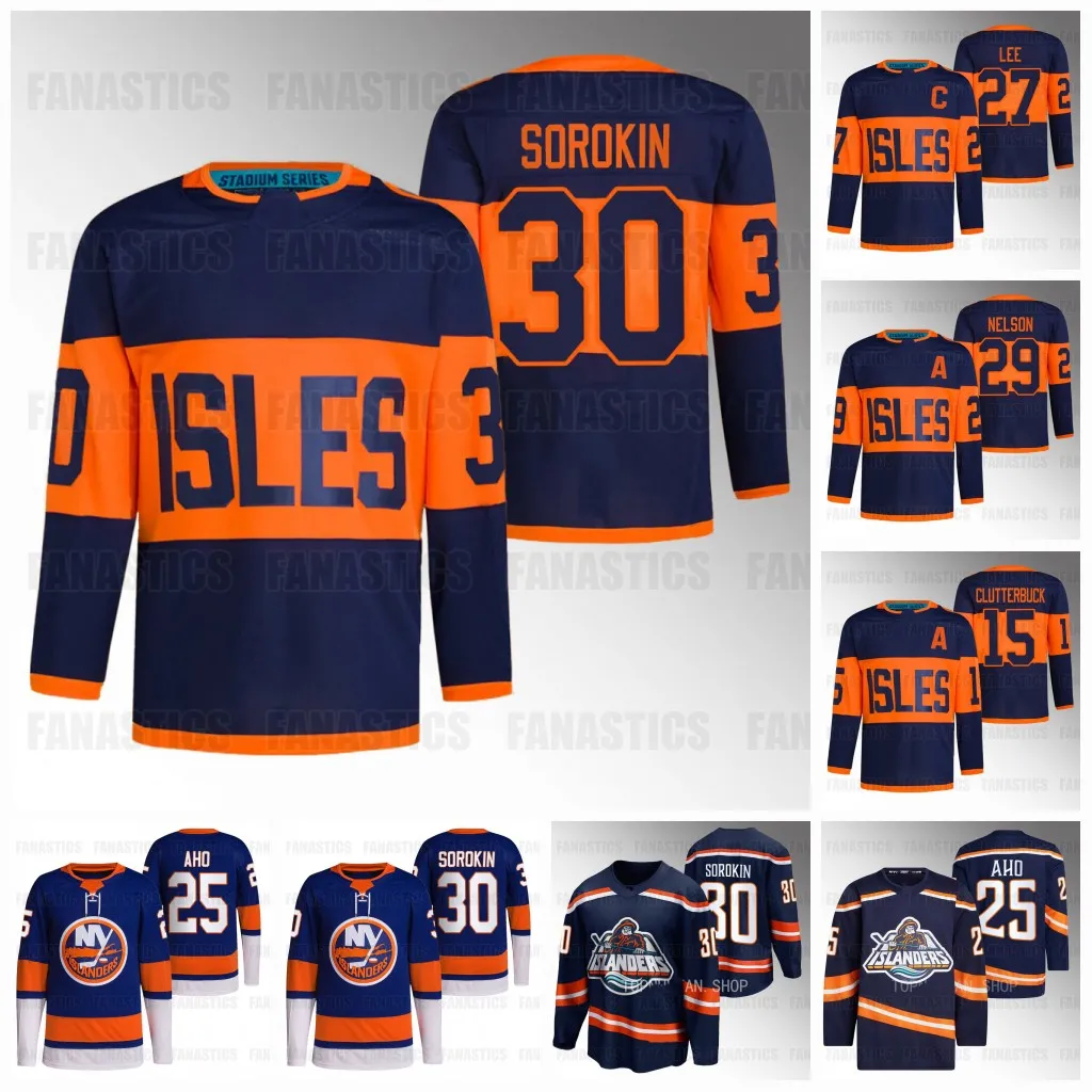 NY Islanders 2024 Stadium Series Jersey Ilya Sorokin, Semyon Varlamov, Scott Mayfield