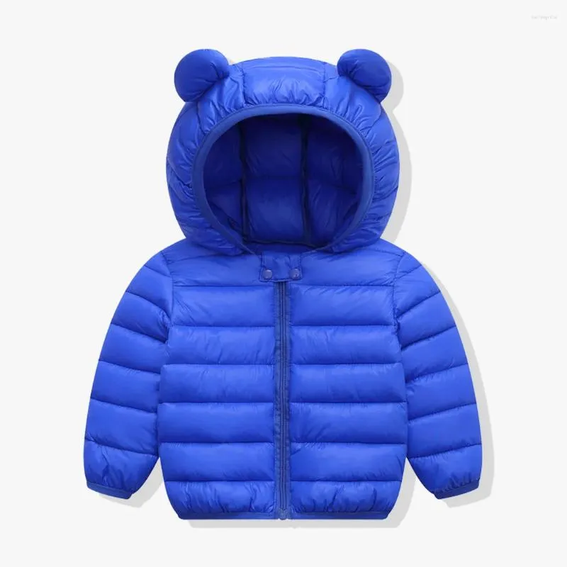 Manteau en duvet pour garçons et enfants, veste à manches longues, mignon, dessin animé, manteaux solides, peinture pour oreilles, hiver