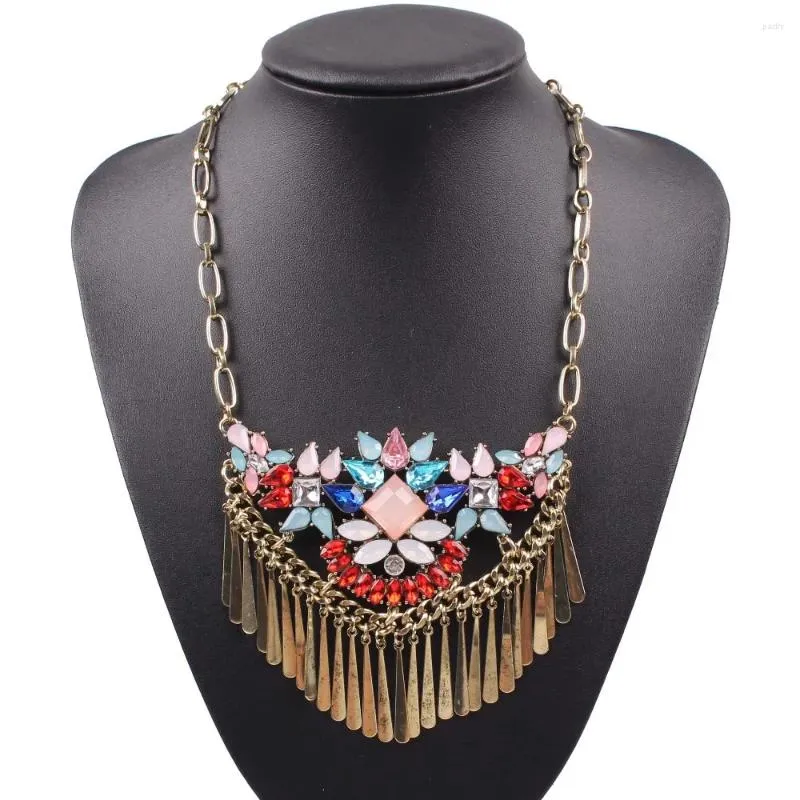 Necklace Earrings Set Arrival Design Fashion Brand Colorful Crystal For Women Gold Color Chain Chunky Statement Wholesale