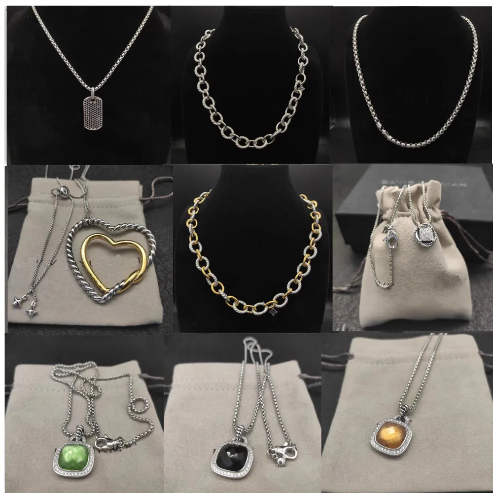 DY designer coeur pendentif colliers pour femmes homme populaire en argent sterling 925 en Europe Amérique couples avec boîte rétro Madison chaîne or dy collier bijoux cadeaux