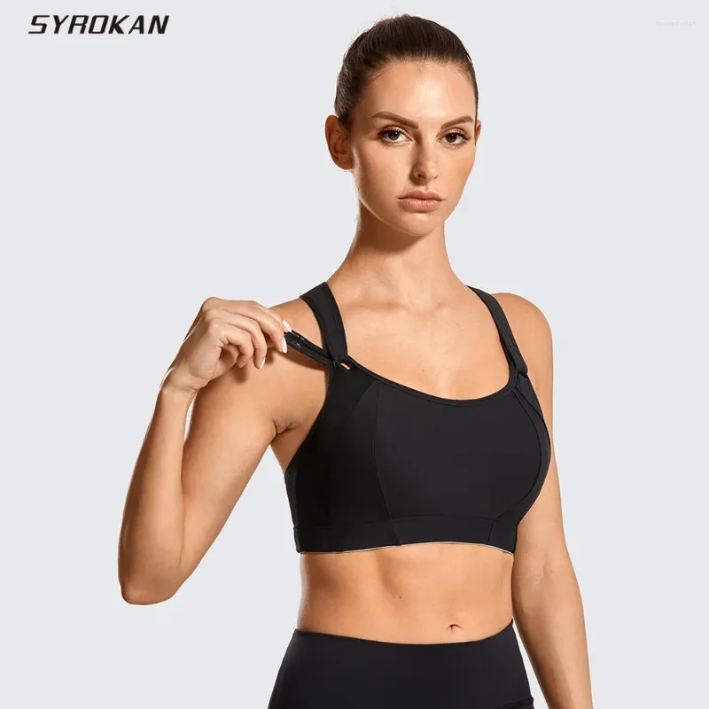 Yoga outfit Women's Sports BH Front Justerbar hög påverkan Stöd lätt vadderad trådlös racerback -träning