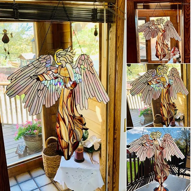 Decorative Figurines Window Hangings Decoration Suncatcher Art Angels Couple Acrylic Stained Glass Plaques Ornament Bar Garden Party Home