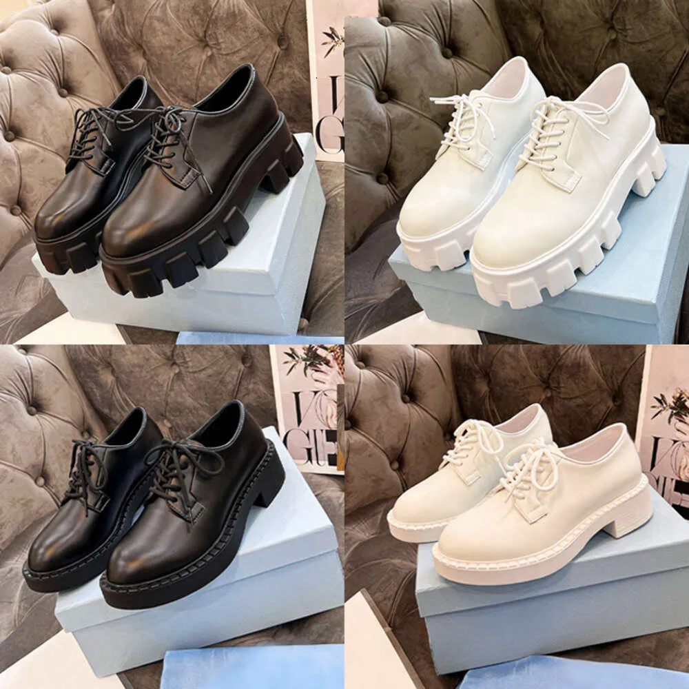 Designer Loafers Men Women Casual Triangle Shoes Black White Leather Platform Classic Patent Matte Lace Up Loafers Trainers NO517