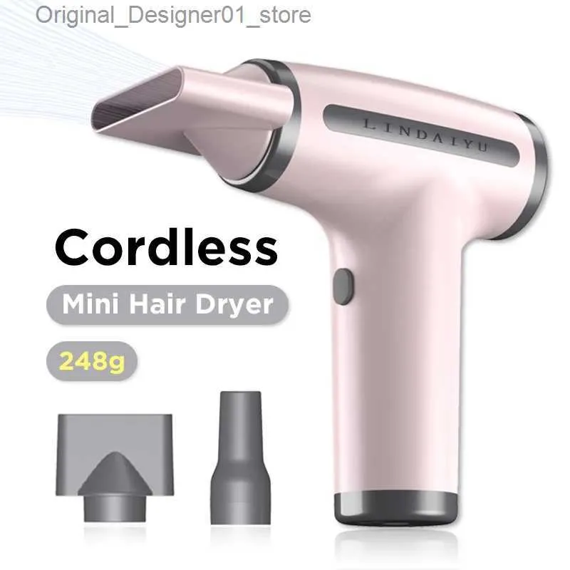 Saç kurutucular kablosuz saç kurutma makinesi çok işlevli toz üfleyici barbekü karbon üfleme küçük hava tabancası sanat ortak sınavı taşınabilir saç kurutma makinesi q240131