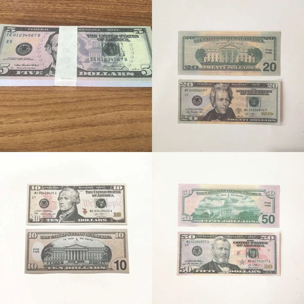 50 Size Movie prop banknote Copy Printed Fake Money USD Euro Uk Pounds GBP British 5 10 20 50 commemorative toy For Christmas Gif7666580B7DO