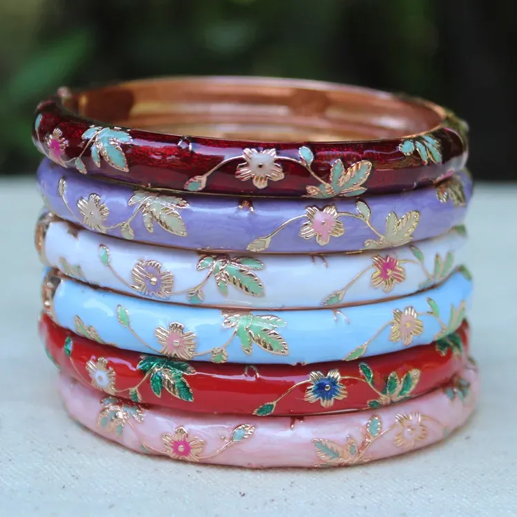 Браслеты оптом, 10 шт., Пекинский перегородчатый браслет, элегантный цветочный браслет в китайском стиле, модный браслет в подарок
