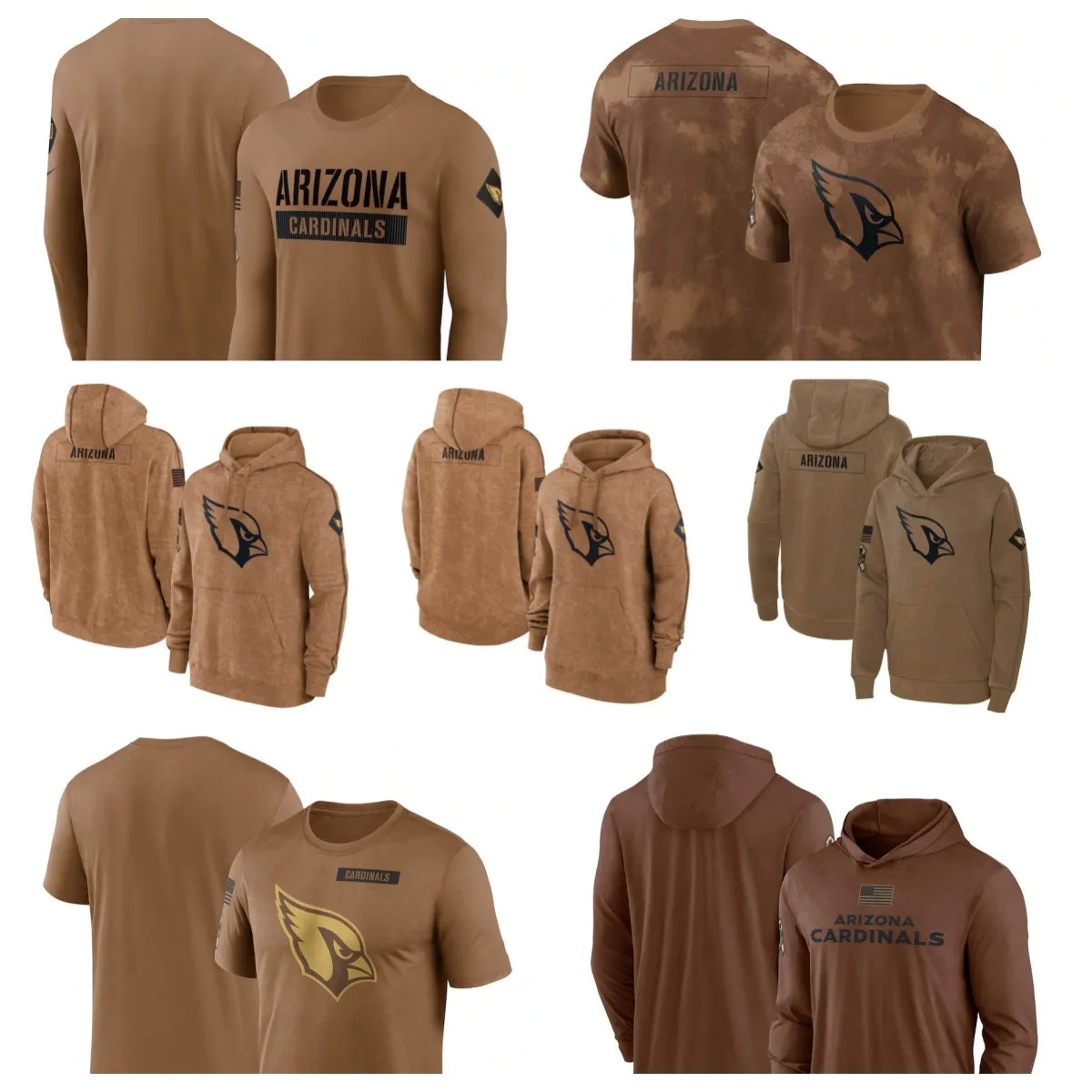 Hoodie Arizona''Cardinals''men Women Youth''Brown 2023 Salute to Service Club Pullover Hoodie