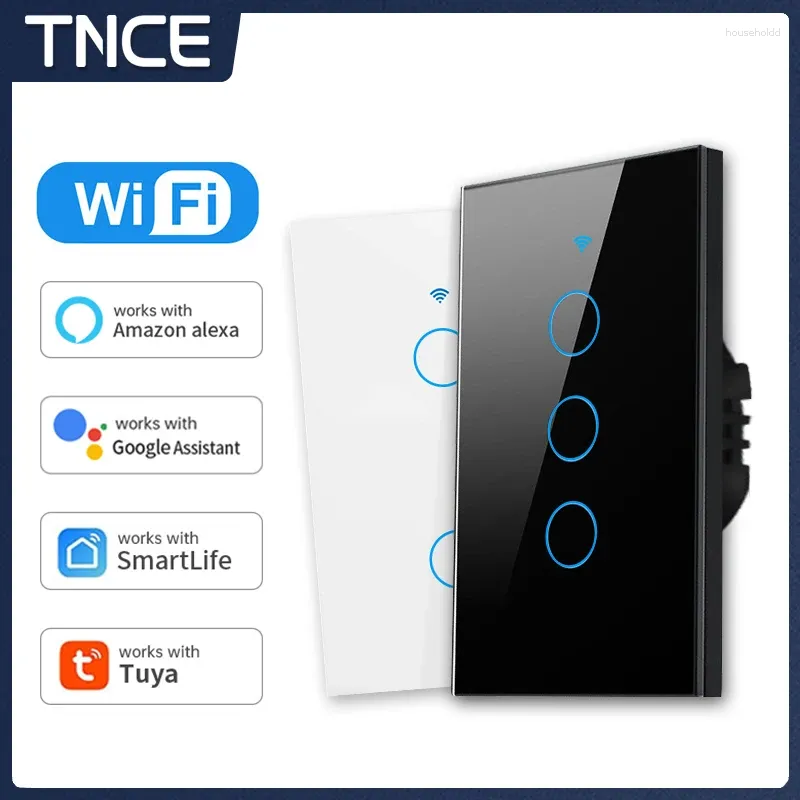 Smart Home Control TNCE Tuya US WiFi Wandschalter 1/2/3/4 Gang Kein neutraler Draht Berührungssensor LED-Lichtschalter Alexa Google