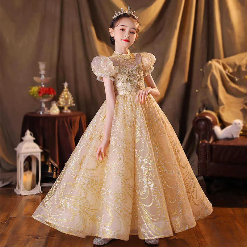 Simple Prom Dresses For 11 Year Olds Champagne Layered Tulle Flower Girl  Dress With Beaded Bodice