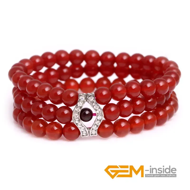 Lega 6mm 7mm Agate rosse scure naturali 4mm Granato Perline di pietra Bracciale elastico Gioielli per le donne Ragazza Regali di Natale