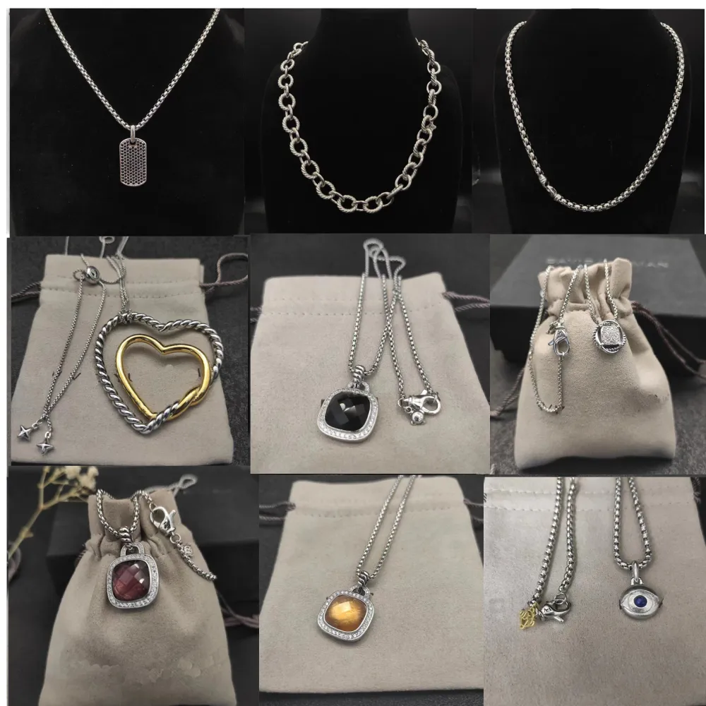 Collana con ciondolo a forma di cuore in argento sterling 925 di design DY per donna Uomo Popolare in Europa America Coppie con scatola Collana retrò Madison Collana in oro con gioielli regali