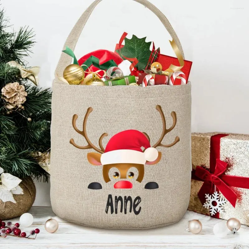 Sac cadeau de renne personnalisé, décorations de noël, sac de remplissage de bas, sac de veille pour enfants, jouet de noël, livraison de nom personnalisé