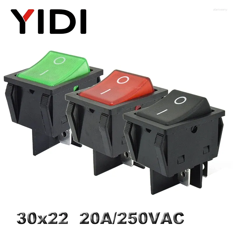 Smart Home Control KCD4-201 30X22 30A 250VAC KCD4 Rocker Switch 20A DPST في إيقاف 12V 220 فولت الأزرق الأزرق LED