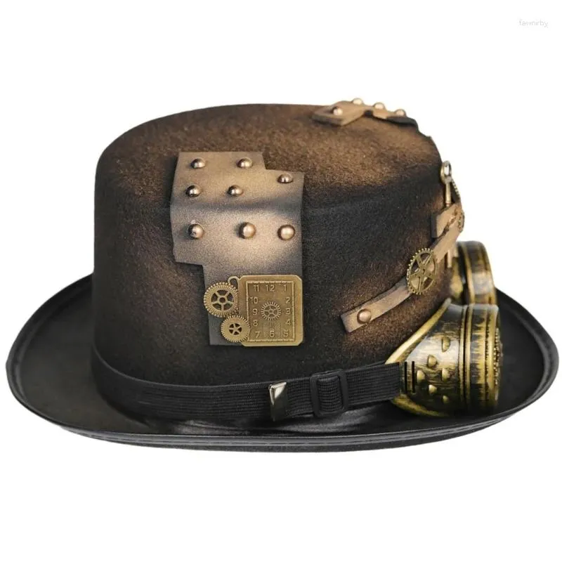 Bola bonés steampunk chapéu para homens com óculos gay bowler festa traje carnaval boate