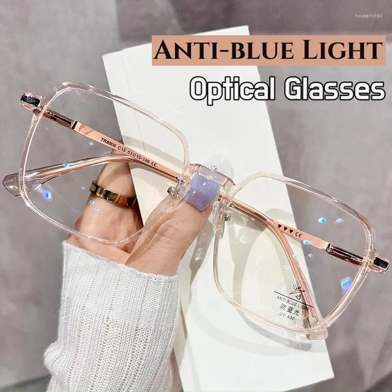 Lunettes de soleil mode tendance grand carré anti lumière bleue lunettes cadre en métal transparent pour femmes hommes lunettes de protection des yeux d'ordinateur