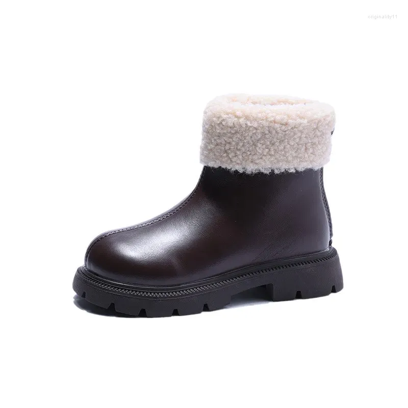 Stövlar Cuzullaa Autumn Winter Children Girls Elegant vänd-överkant Ankel High Shoes For Kids Fashion Size 26-36