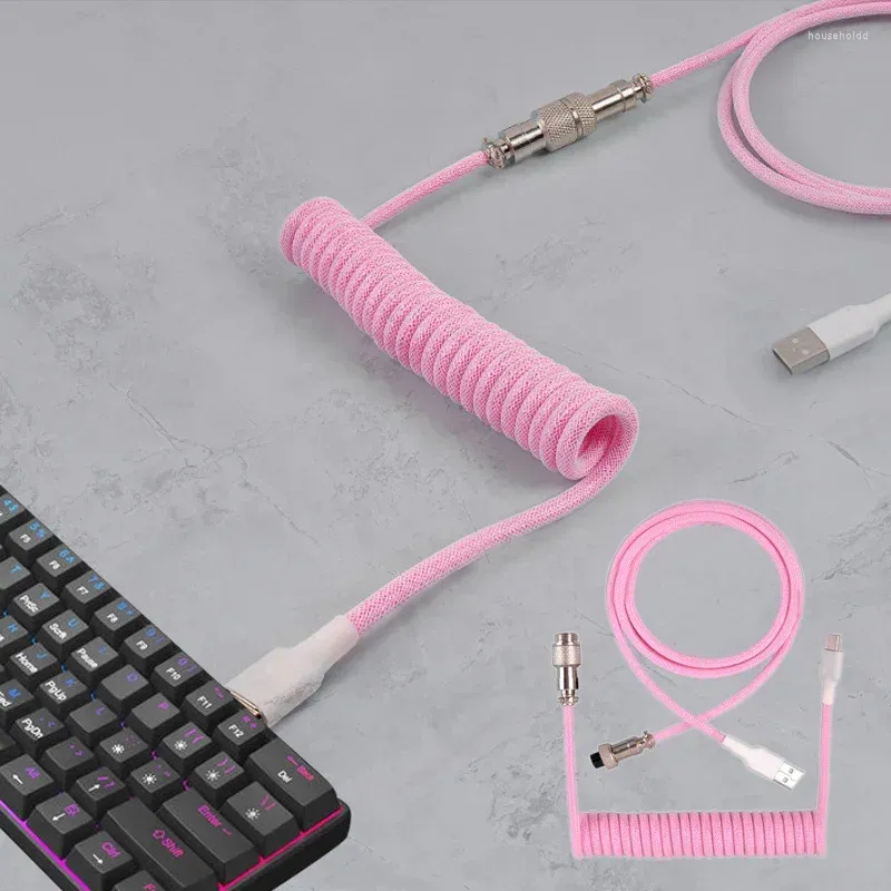 Computer Cables Mechanical Keyboard Coiled Cable Wire Type C USB Port Aviator Coiling Desktop Gaming Accessories