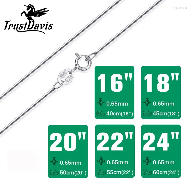 Hangers Trustdavis Echt 925 Sterling Zilveren Snake Chain Sleutelbeen Voor Vrouw 40 Cm/45 Cm/50 Cm/55 Cm/60 Cm Ketting DC06