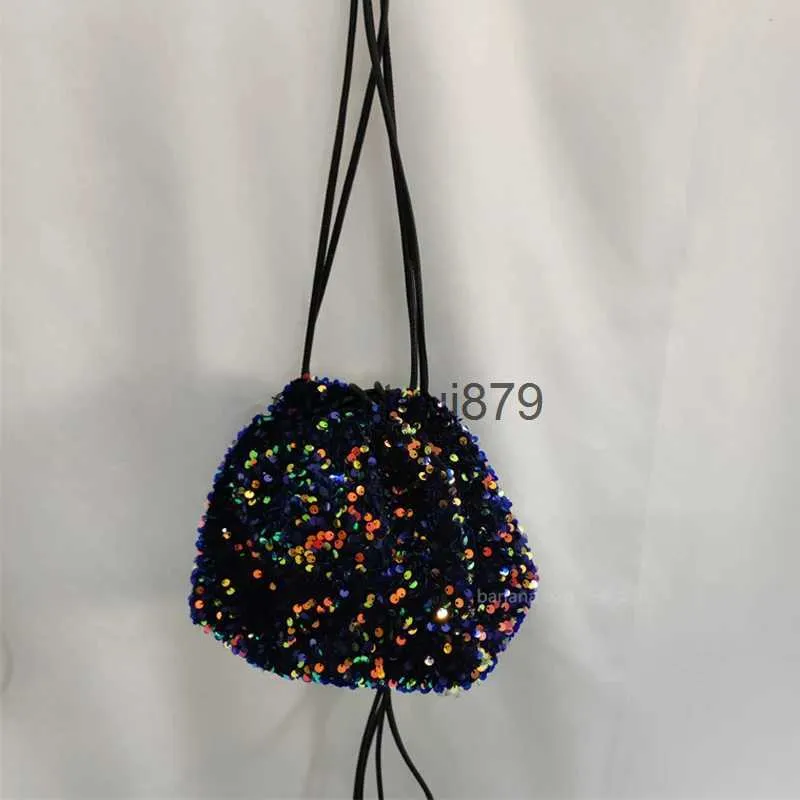 Totes Sequin Siny Beads Evening Party Bucket Påsar för kvinnor Lyxdesigner ochväskor och handväska 2023 Nytt i Mini DrawString CrossbodyH24131