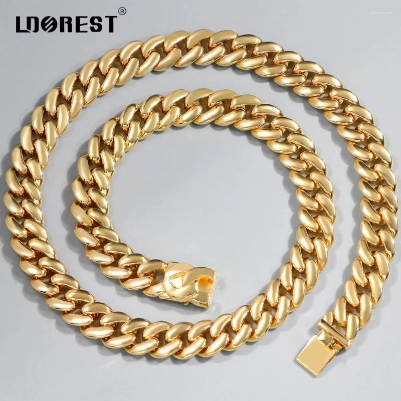 Chains Men Women Golden 13MM Cuban Link Chain Necklace Punk Hiphop Chunky Metal Curb Choker Jewelry Drop