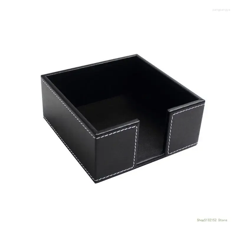 Storage Bottles QX2E PU Leather Square Cocktail Napkin Holder Tissue Box Paper Serviette Dispenser