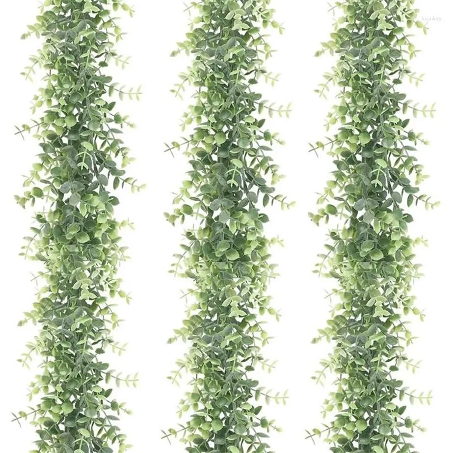 Fleurs décoratives 3Pack 180cm guirlande d'eucalyptus artificielle fausse vigne de verdure pour toile de fond de mariage arc bricolage décoration maison Wal2715