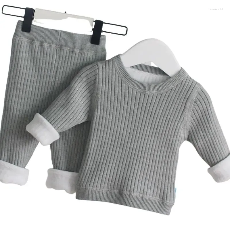 Kleidung Sets Mädchen Jungen Thermo Anzug Baby Kleinkind Winter Dicke Wolle Stricken Pullover Pullover Hosen Säugling Stricken Trainingsanzüge