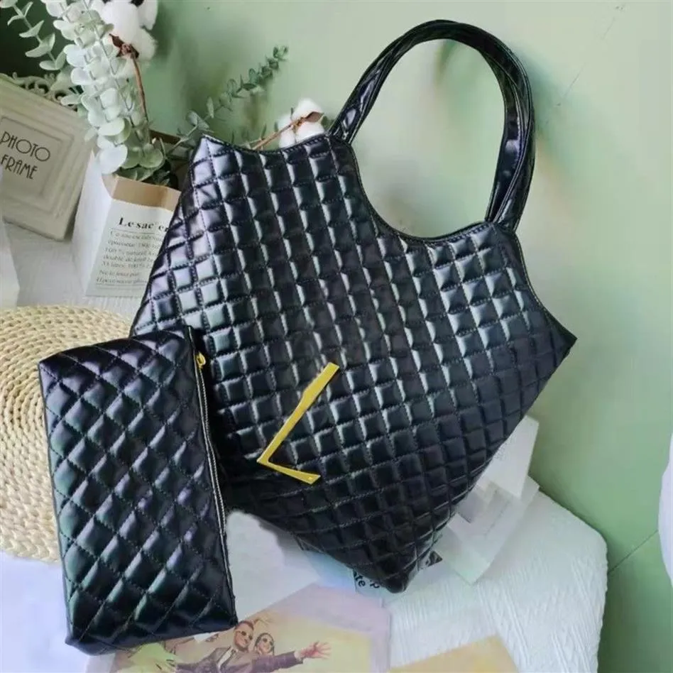 Mode Trend Tote Women Totes Handbag Woman Designer Icare Maxi Shopping BACK Black White Leather Travel Big Shoulder Beach Bags H3245