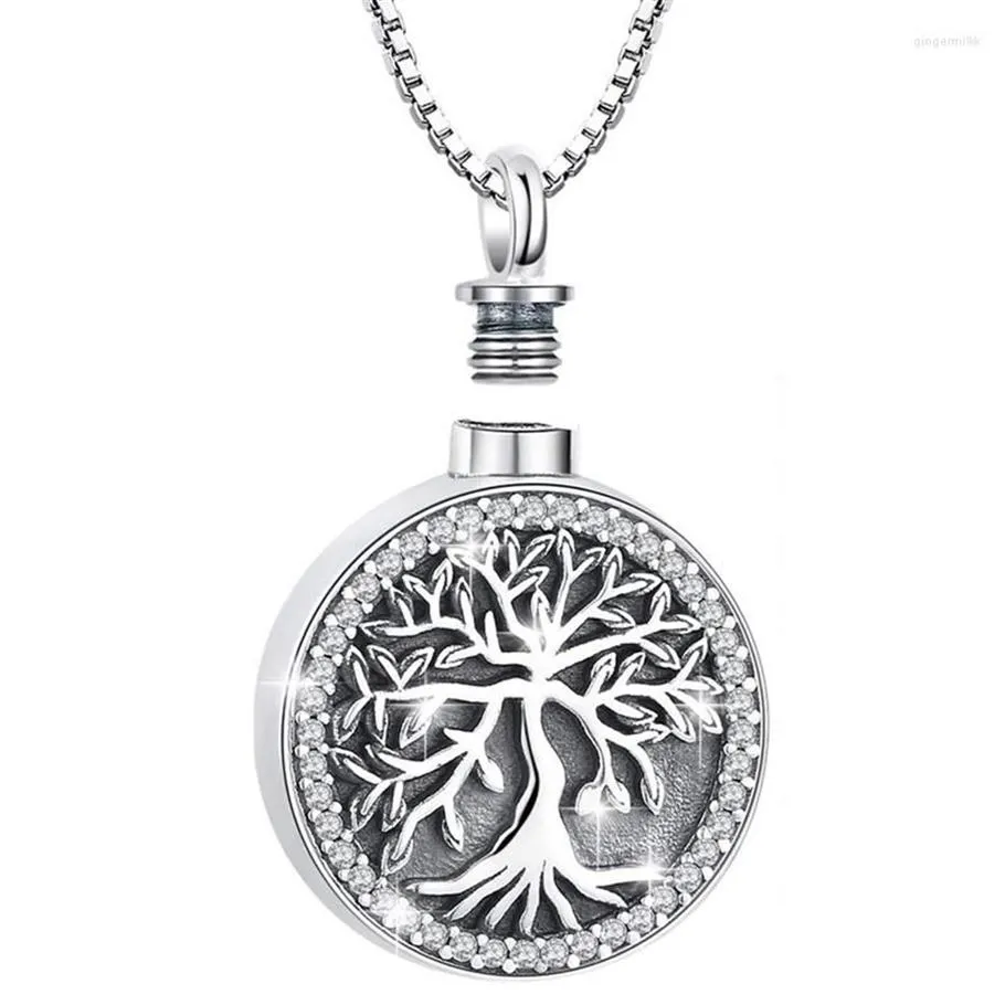 Pendentif Colliers 1PC Bijoux de crémation d'arbre pour cendres Collier d'urne Women269Z