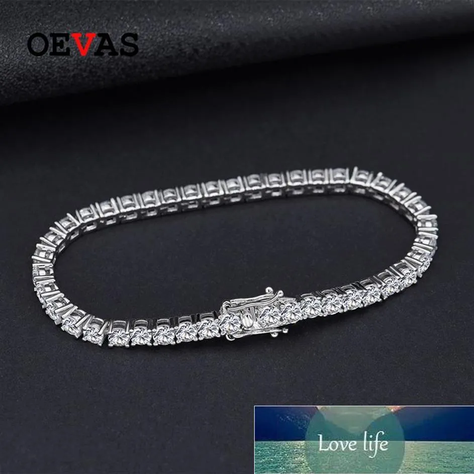 OEVAS 100% стерлингового серебра 925 пробы, муассанит, драгоценный камень, браслет, очаровательный свадебный браслет, ювелирные изделия, цельное падение, Fact2363