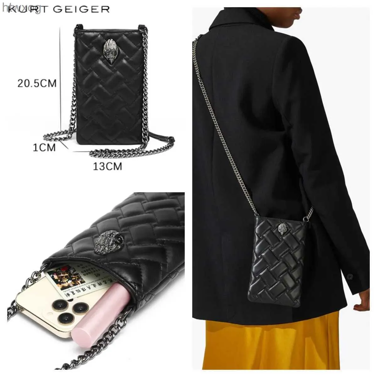 Telefon komórkowy torebki 2024 NOWOŚĆ KURT Geiger Eagle Head Bag Kensington Cross Body Crossbody Torb na ramię YQ240131