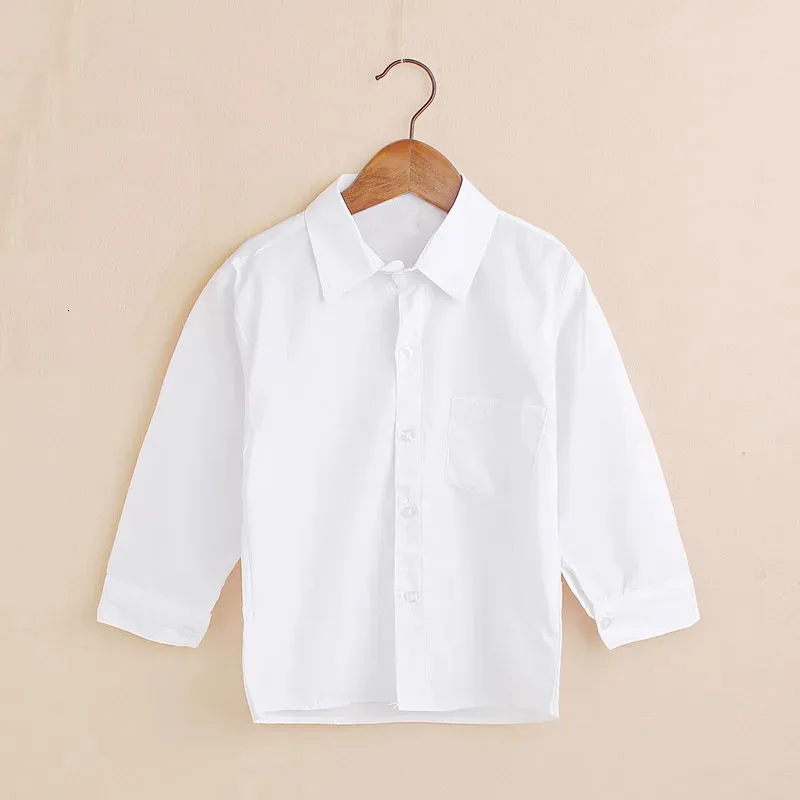 Camicie bianche per neonati tinta unita Abbigliamento per bambini Top classico T-shirt per bambini in cotone Maglione per ragazza Solido Uniforme da studente 240123